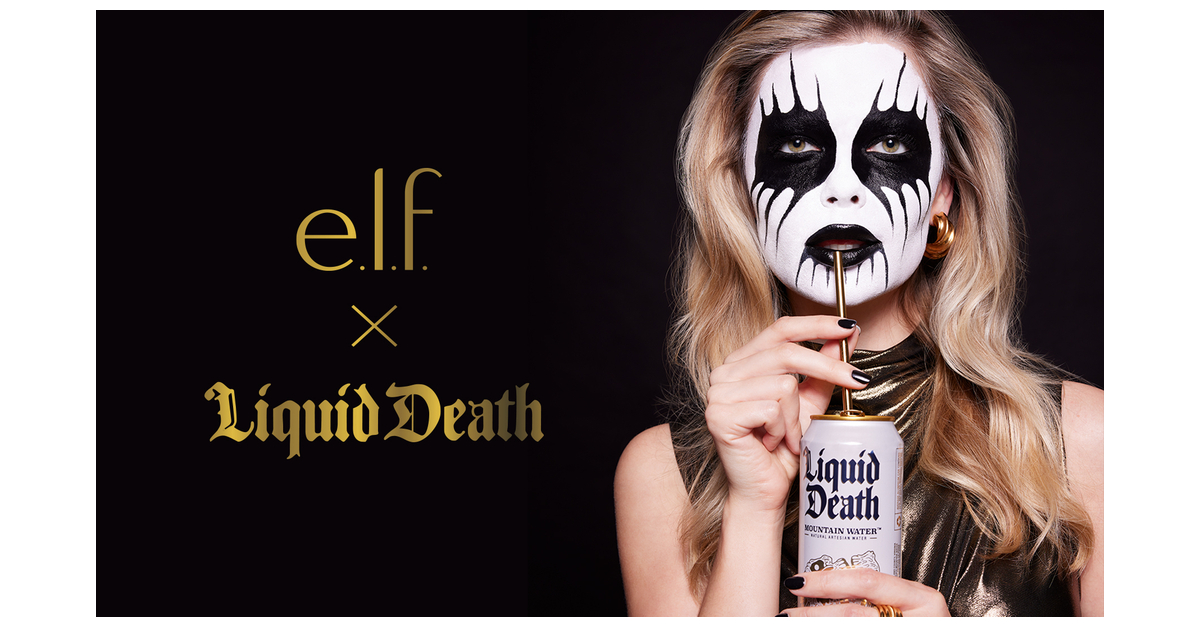 e.l.f. liquid death With Music by Butter Music and Sound, Liquid Death and e.l.f. Collaborate  on Ghoulish Makeup Kit via Adweek